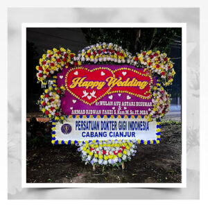 papan bunga happy wedding elegan