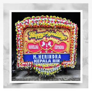 papan bunga happy wedding elegan