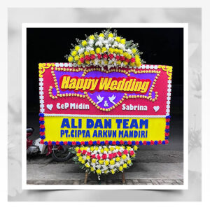 papan bunga happy wedding ucapan pernikahan